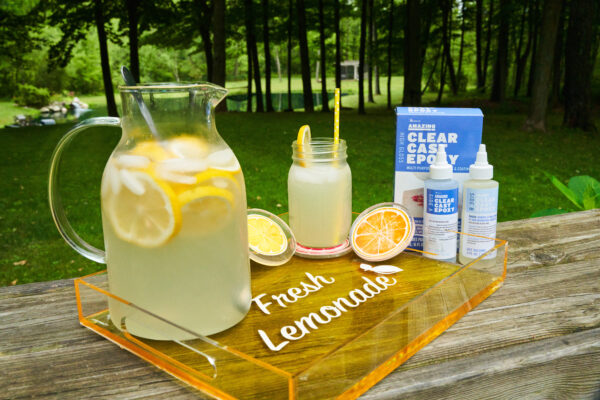 epoxy lemonade tray and coasters